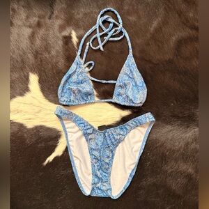 Vintage MANX Blue Paisley Bikini Set